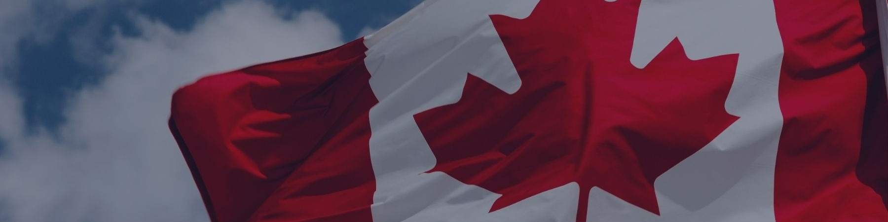 Canadian flag blowing in wind